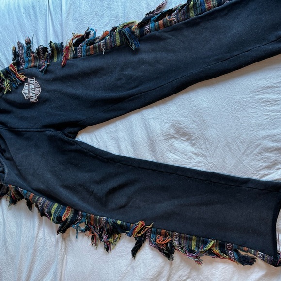 Men's Black Joggers with Multicolor Fringe - Picture 1 of 3